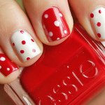 Polka Nail Art Red & White