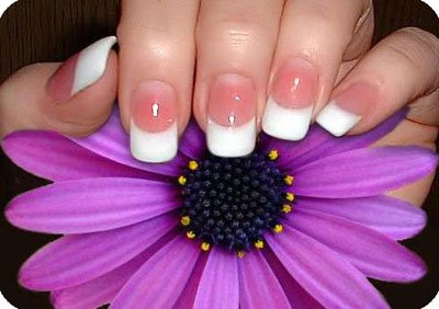 White nails on purple flower